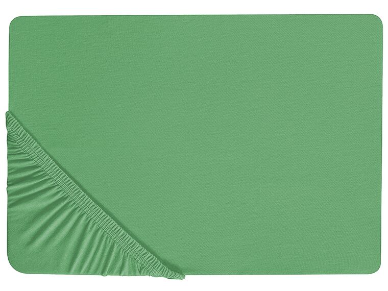 Drap-housse en coton 200 x 200 cm vert JANBU_845570