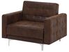 Conjunto de sofás reclináveis com 5 lugares em pele sintética castanha ABERDEEN_717560