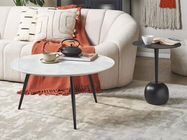 Marble Effect Coffee Table White with Black EFFIE