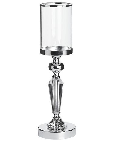 Glass Hurricane Candle Holder 42 cm Silver BONAO