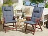 Set of 2 Acacia Wood Garden Chair Folding with Blue Cushion TOSCANA_752258