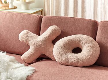 Set of 2 Teddy Letter Cushions Pink HESPERIS