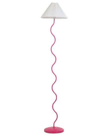 Kovová stojací lampa růžová/bílá JIKAWO
