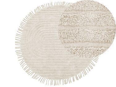 Okrúhly bavlnený koberec ø 140 cm béžový HALFETI