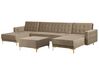 5 Seater U-Shaped Modular Velvet Sofa with Ottoman Sand Beige ABERDEEN_740324