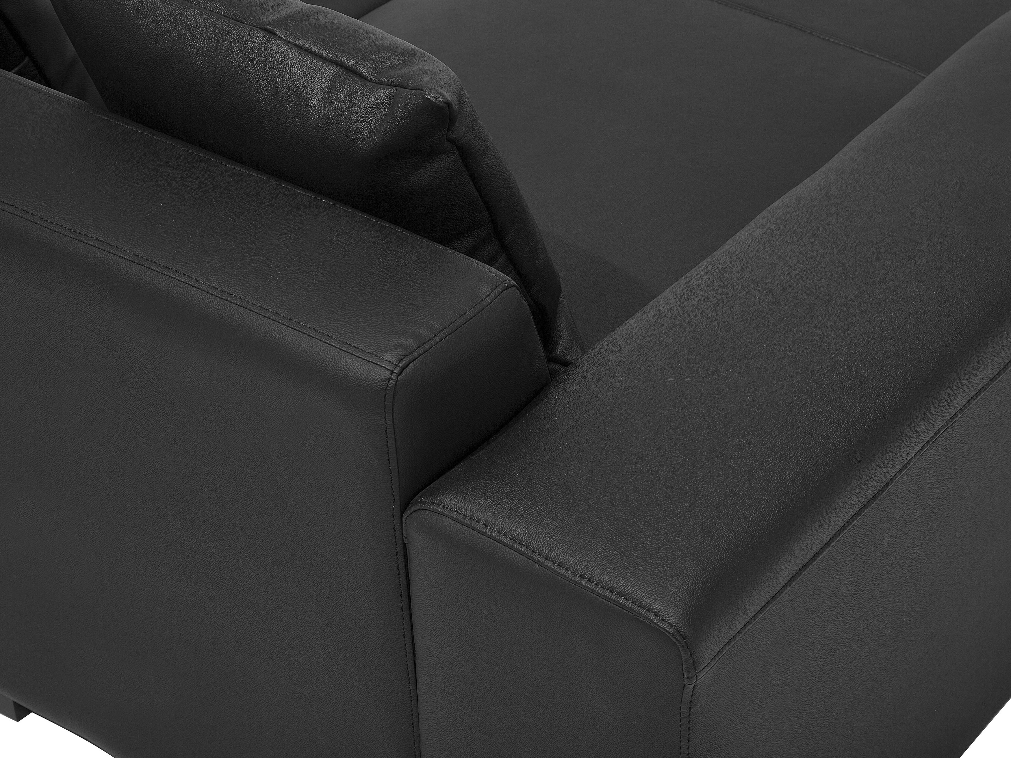 Right Hand Leather Corner Sofa Black LUNGO Beliani.co.uk