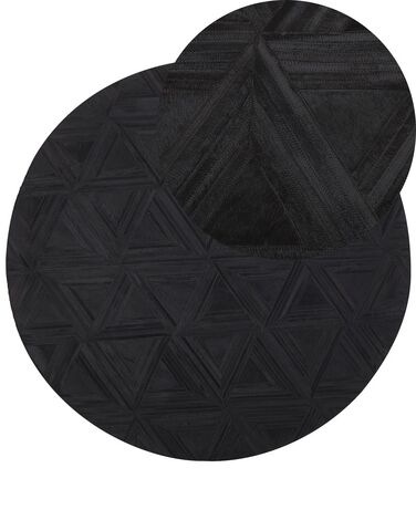 Kulatý koberec  z hovězí kůže  ⌀ 140 cm černý KASAR