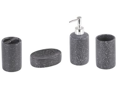 4-częściowy zestaw akcesoriów łazienkowych ceramiczny ciemnoszary ILOCA