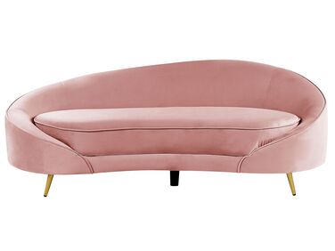 Sofá de 3 lugares em veludo rosa pastel SAVAR