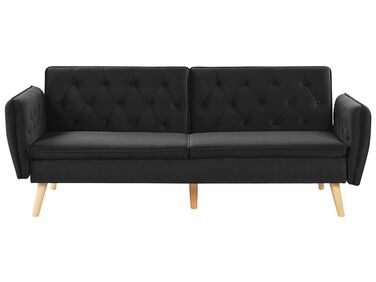 Velvet Sofa Bed Black BARDU