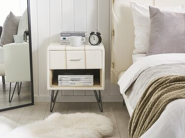 Faux Leather Bedside Table White BETIN