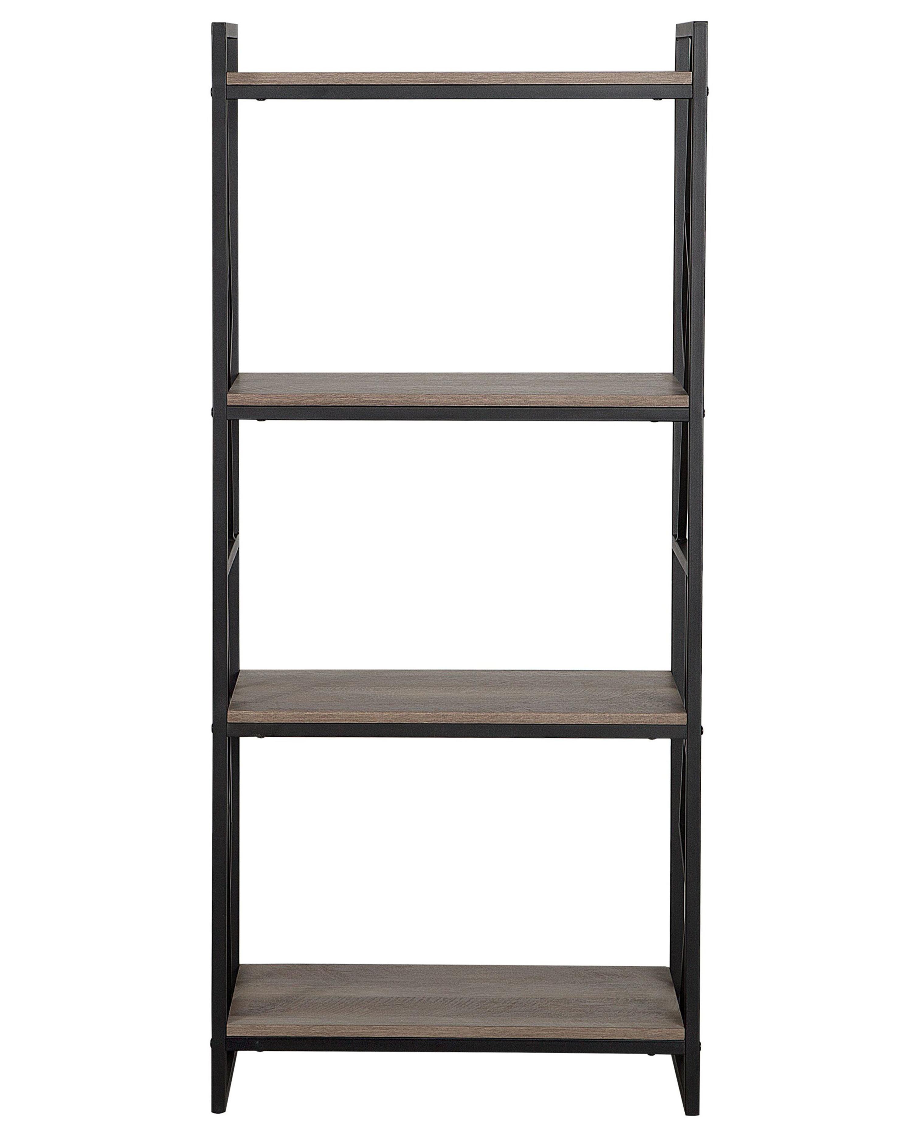 4 Tier Bookshelf Dark Wood and Black FORRES Beliani.co.uk