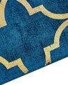 Tapis en viscose et coton doré et bleu marine au motif marocain avec craquelures 140 x 200 cm YELKI _806405