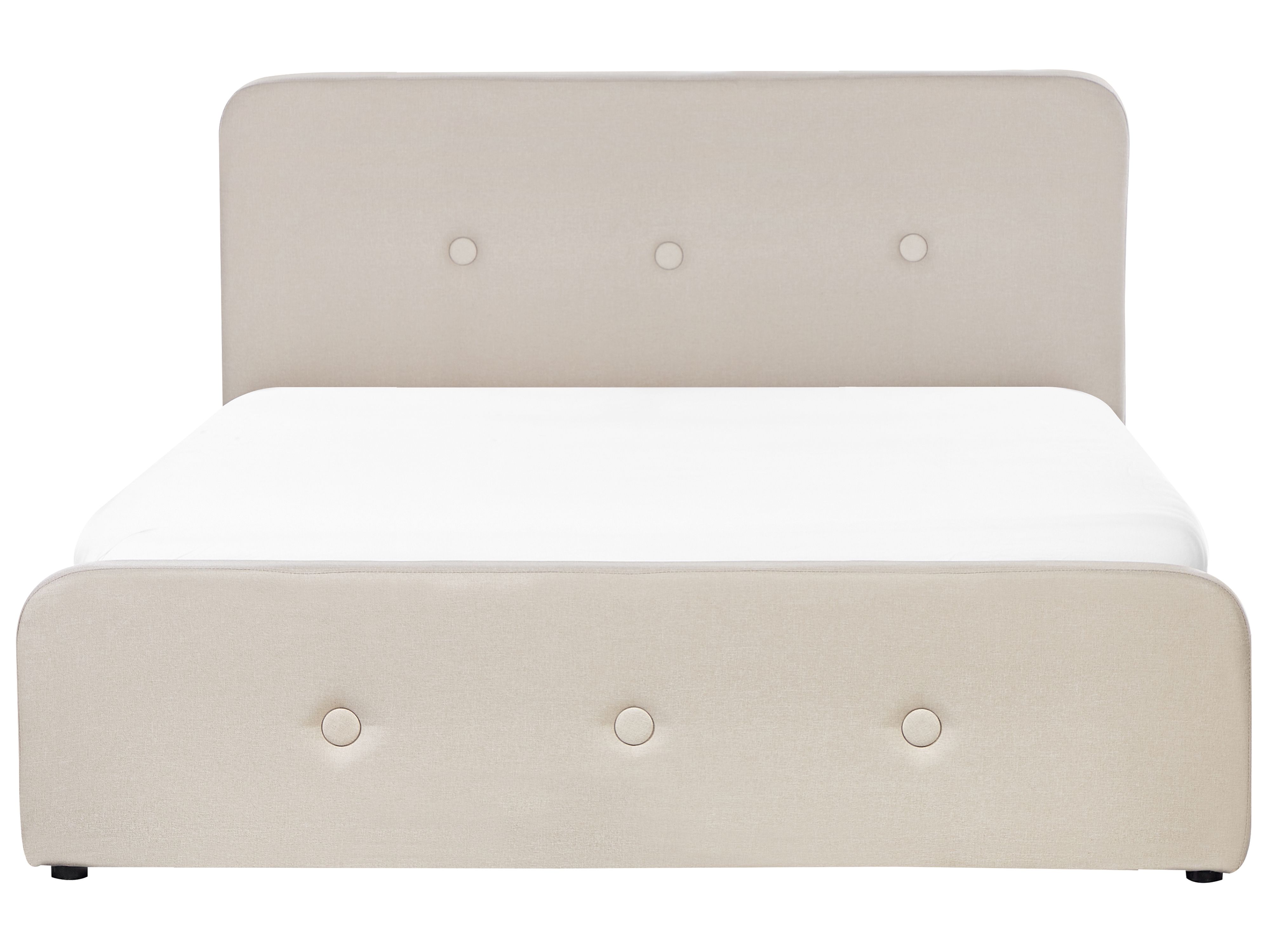 Cama tapizada en beige con almacenaje 160x200 cm RENNES | Beliani.es