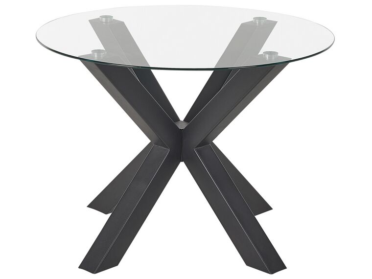 Glass Top Round Dining Table ⌀ 100 cm Black OTIUM_820908