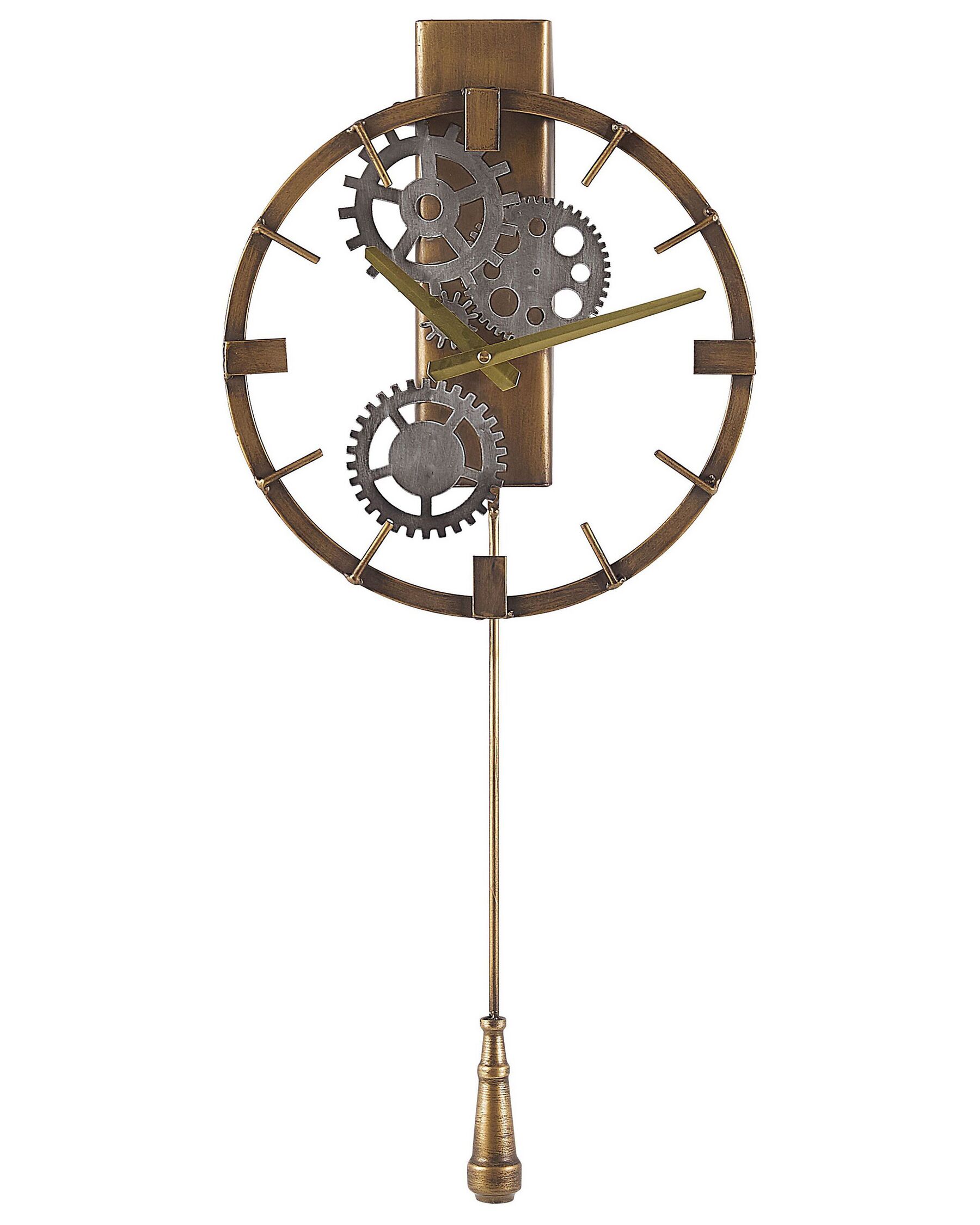 Iron Pendulum Wall Clock ø 30 cm Gold MARCOTE Beliani.co.uk