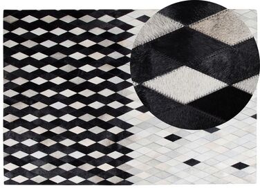 Kožený koberec 160 x 230 cm biela/čierna/béžová MALDAN