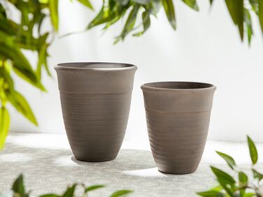 Set of 2 Plant Pots ⌀ 50 cm Brown KATALIMA