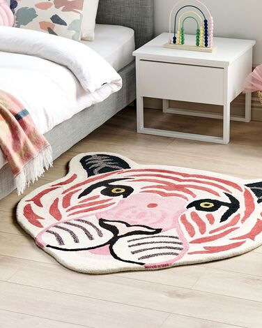 Teppe tiger 120 x 110 cm ull rosa PARKER