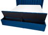 Łóżko welurowe z ławką 140 x 200 cm niebieskie NOYERS_834689