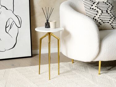 Side Table White Marble with Gold TILPA