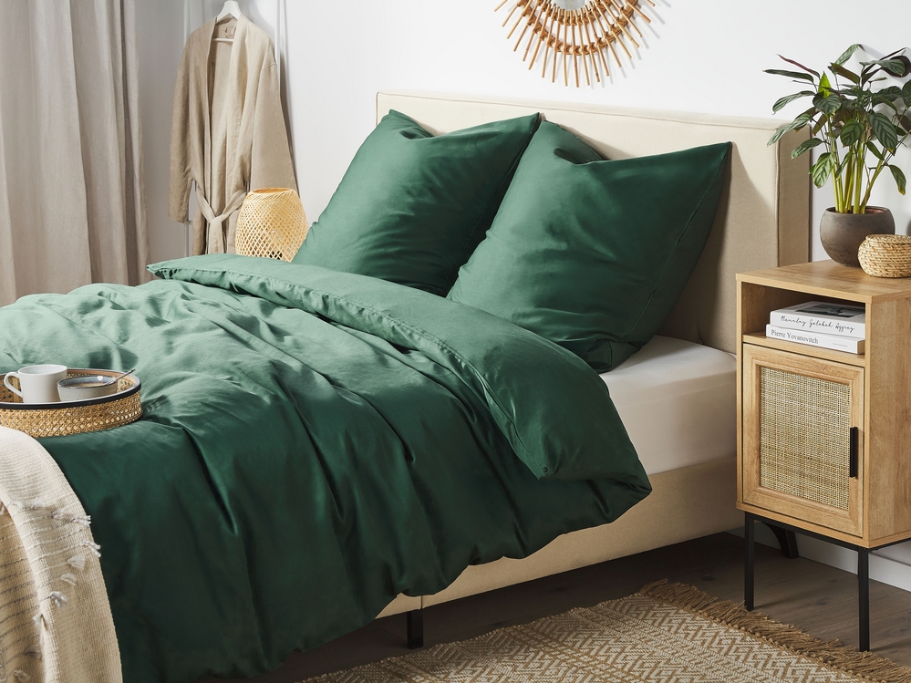 Hebden Green Mélange Stripe 100% Cotton Duvet Cover Set, Eucalyptus  Bedding