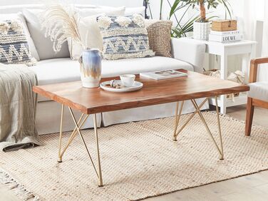 Acacia Coffee Table Light Wood and Gold RALEY