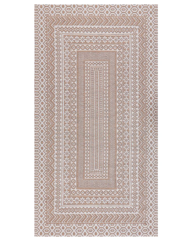 Teppich Jute beige / weiß 80 x 150 cm geometrisches Muster Kurzflor BAGLAR_853462