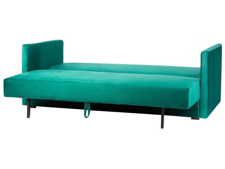 Velvet Sofa Bed with Storage Green EKSJO Beliani.co.uk