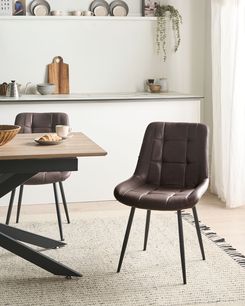 Tuoli keinonahka tummanruskea 2 kpl MELROSE Tuoli keinonahka tummanruskea 2 kpl MELROSE