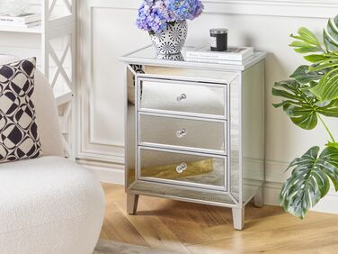 3 Drawer Mirrored Chest Silver BREVES