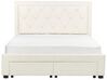 Łóżko z szufladami welurowe 160 x 200 cm kremowe LIEVIN_902429