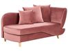 Chaise-longue à direita com arrumação em veludo rosa MERI II_914303