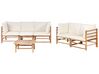 Lounge Sofa Set 3-teilig Bambusholz hellbraun 5-Sitzer modular Auflagen cremeweiss CERRETO_909579