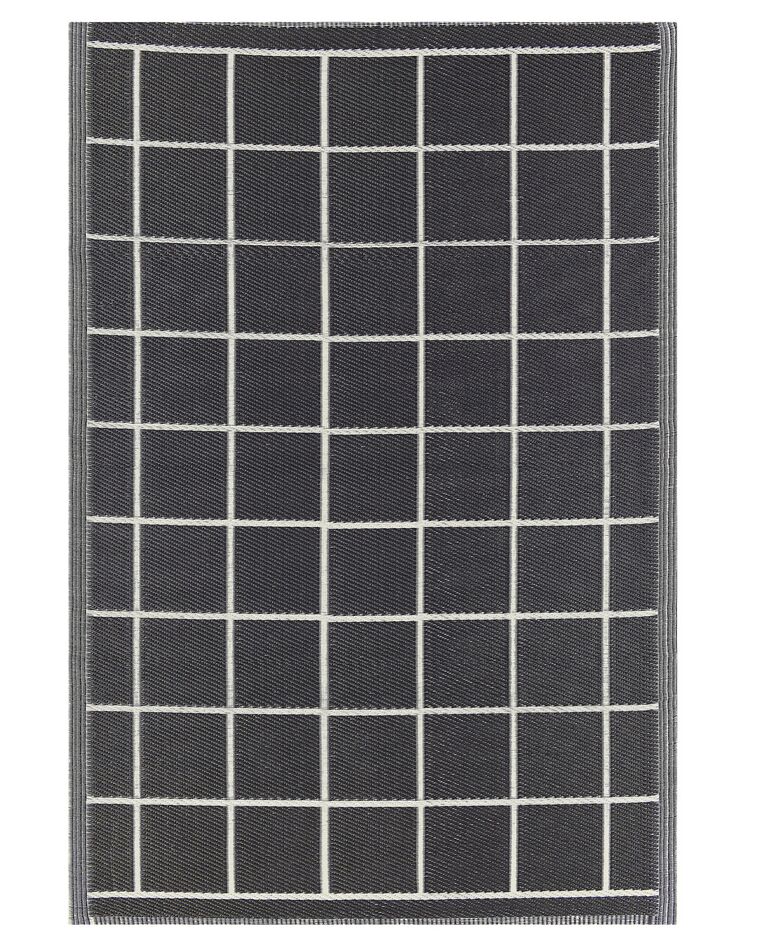 Tapis extérieur noir au motif à carreaux 120 x 180 cm RAMPUR_766415