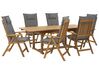 6 Seater Acacia Wood Garden Dining Set with Graphite Grey Cushions JAVA_791082