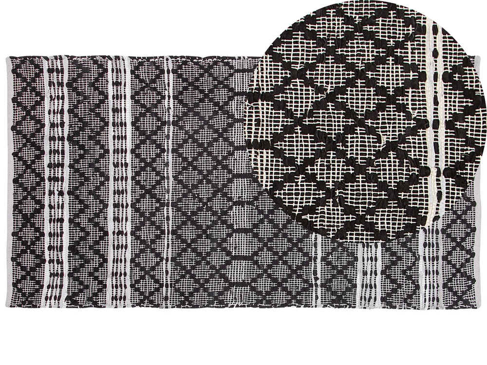 Teppich Leder schwarz/beige 80 x 150 cm FEHIMLI 