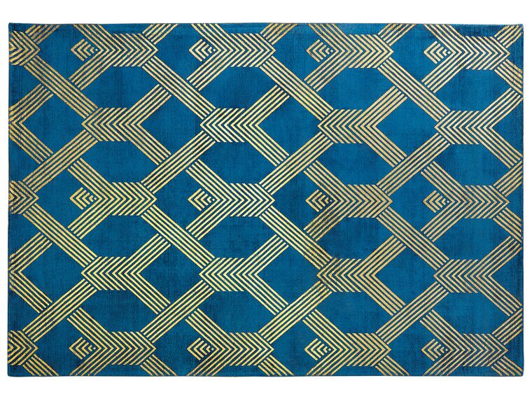 Tappeto viscosa blu marino e oro 160 x 230 cm VEKSE_762350