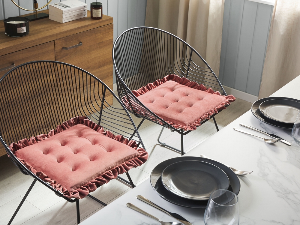 Coussin pour chaise en velours rose 40 x 40 cm KALANCHOE 