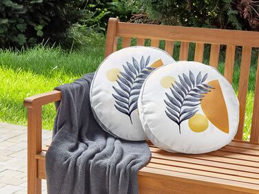 Set of 2 Outdoor Cushions Leaf Pattern ⌀ 40 cm White VIOZENE