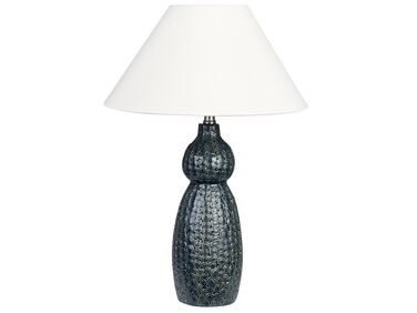 Ceramic Table Lamp Dark Blue and White MATINA