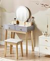Toaletný stolík so 4 zásuvkami a LED zrkadlom sivá/zlatá FEDRY_844787