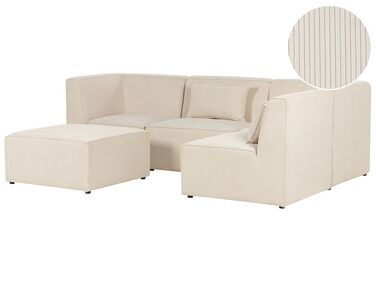 Canapé d'angle côté gauche modulable 4 places en velours côtelé beige avec ottoman LEMVIG