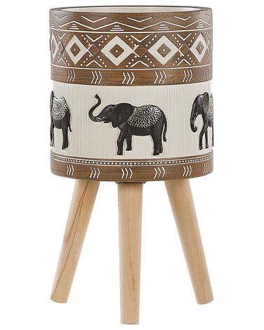 Cache-pot motif éléphant avec pieds en bois ⌀ 25 cm ACHILIO