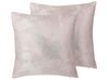 Set of 2 Studded Cushions Feather Motif 45 x 45 cm Pink SILENE_769506