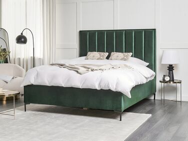 Velvet EU King Size Ottoman Bed Dark Green SEZANNE