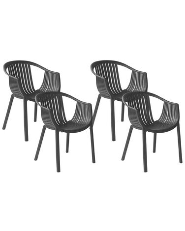 Conjunto de 4 sillas de jardín negras NAPOLI