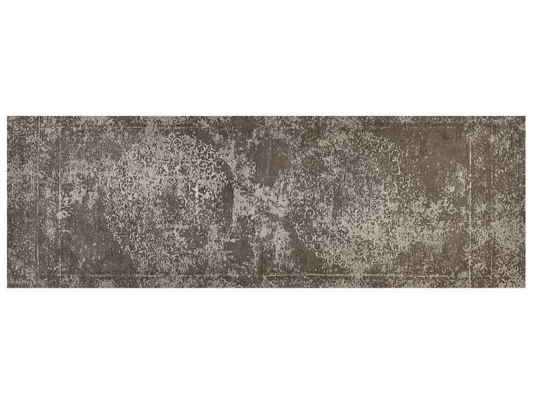 Teppich Baumwolle taupe 60 x 180 cm orientalisches Muster Kurzflor BEYKOZ_747501