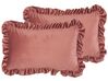 Set of 2 Velvet Cushions with Ruffles 30 x 50 cm Pink KALANCHOE_815322