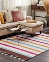 Teppich Baumwolle mehrfarbig 160 x 230 cm gestreiftes Muster Kurzflor HISARLI_836813